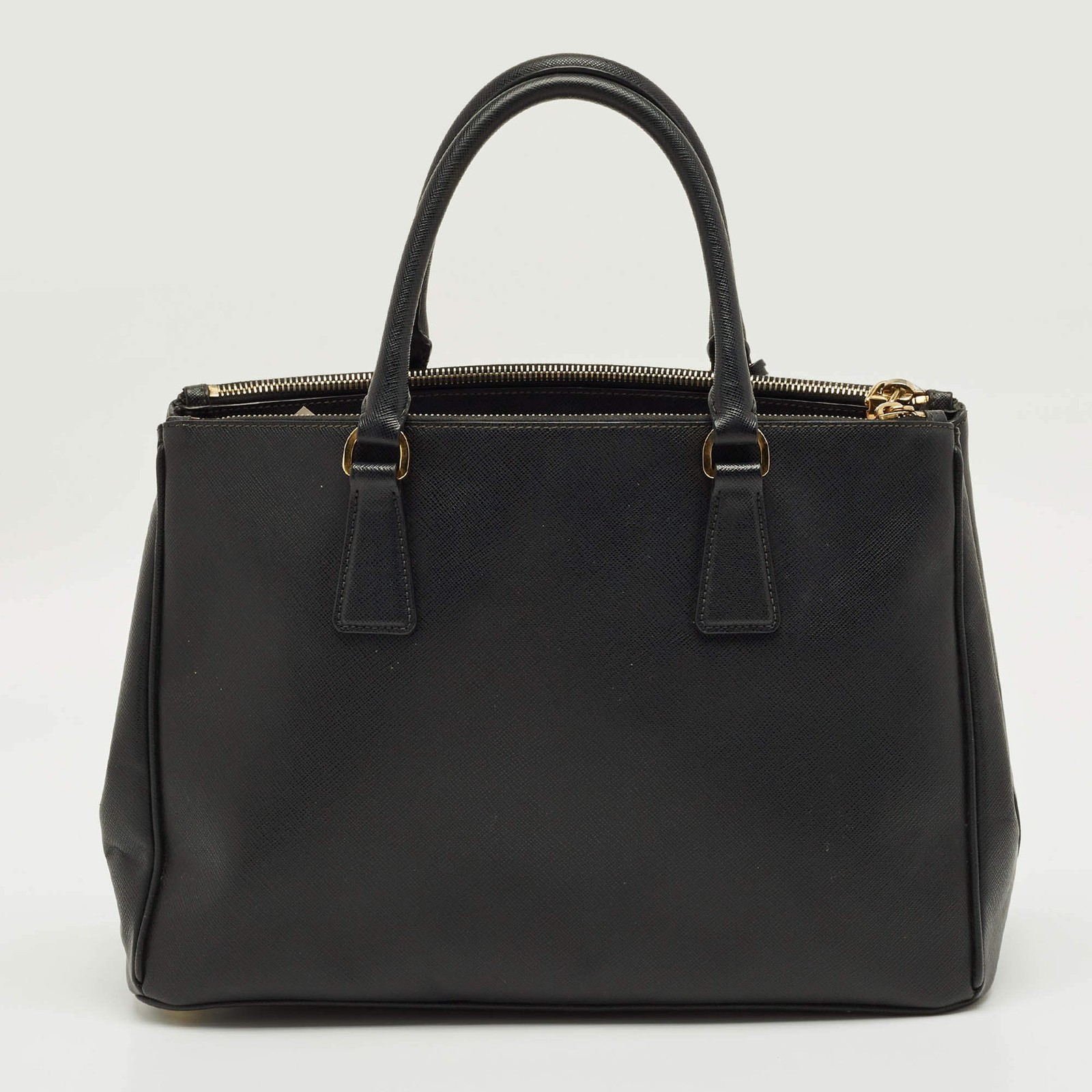 Prada Black Saffino Leather Medium Double Zip Tote thumbnail 4