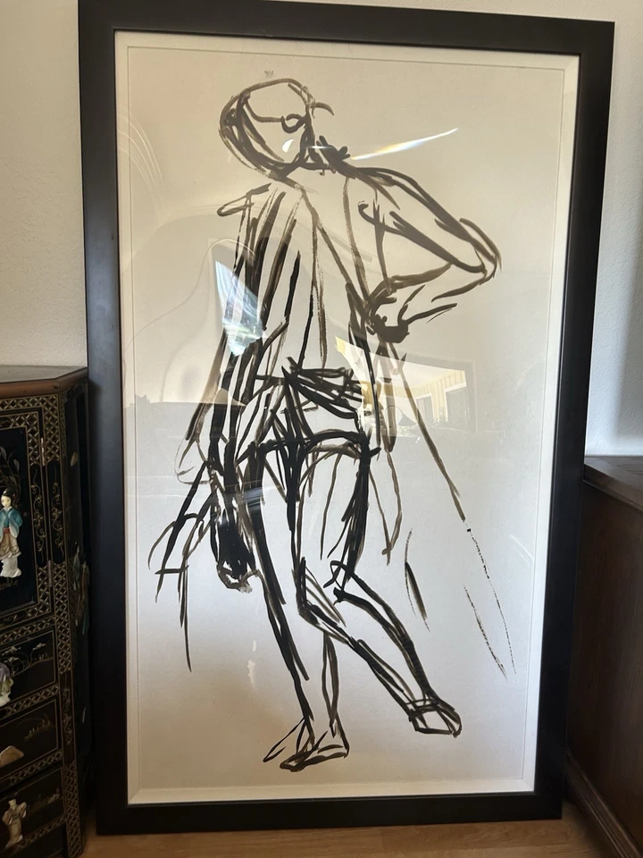 Vintage Le Dimora Sketch Figure Drawing Portrait Study Woman 34” X60” Nude II - Image 2 of 4