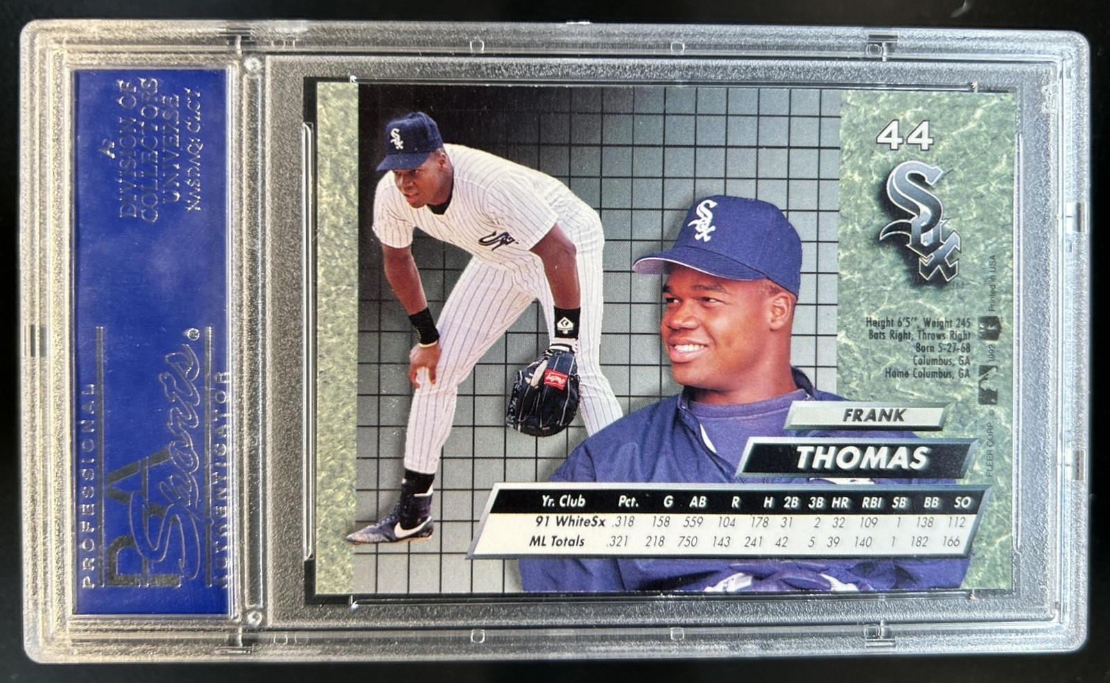 1992 Fleer Ultra Frank Thomas #44 White Sox PSA 10 GEM MINT view 2
