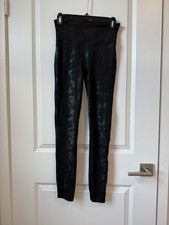 Spanx Womens Faux Leather Camo Leggings Black Size M