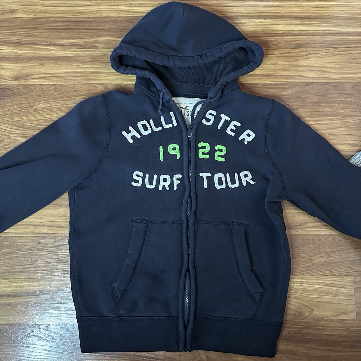 Vintage Y2K Hollister Hoodie Men's XL Blue Surf Tour 1922 Full Zip