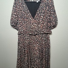 9 West Dress Multi Color, Belted Size Medium, Back Zip, Lined, GUC!