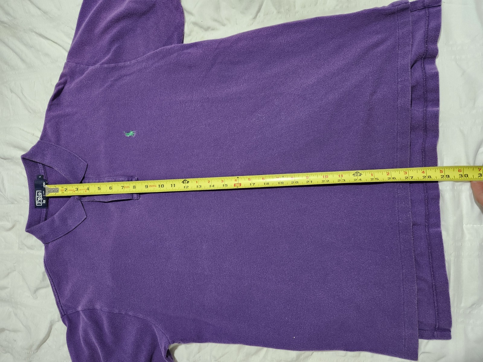Polo Ralph Lauren viola cotone camicia manica corta verde pony uomo L large