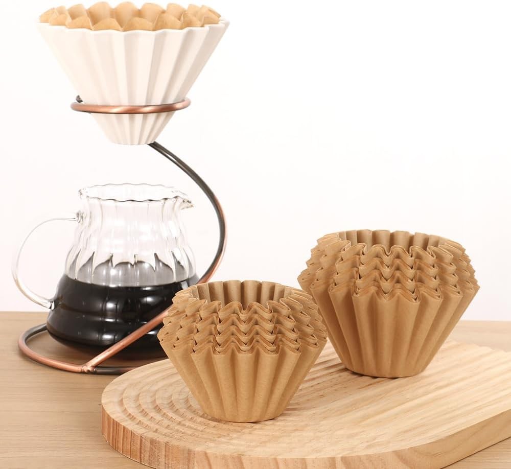 100 Count Unbleached Coffee Filters, 4-5 Cup Natural Basket Cup, Brown 