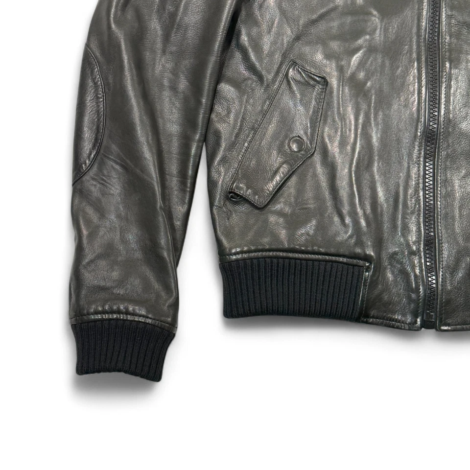 Chaqueta Harrington de Cuero Band of Outsiders Negra Talla 2 Mediana Italia Motociclista Foto 2 de 4