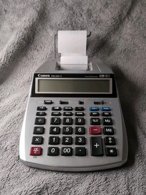 Canon P23-DHV Printing Calculator/Clock Desktop Silver Tested Works