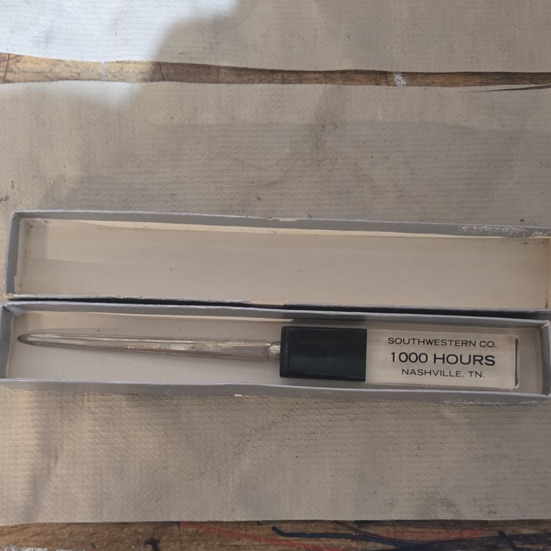Southwestern Co. “1000 HOURS” Nashville TN Letter Opener w/ Box Made in USA