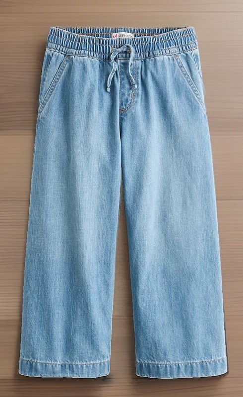 J. Crew Girls wide-leg drawstring jeans NWT Sz 10 Light Denim Wash