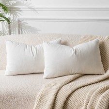 JUSPURBET Cream White Velvet Pillow Covers Set of 2 Decorative Throw Pillow C...