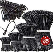 500Pcs Zip Ties Assorted Sizes Black Zip Ties with Screw Hole 100Pack 4/6/8/12 I