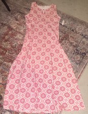 Talbots Pink Geometric Knit Sleeveless Crew Neck Casual Gown Large NWT 