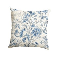 Spring Chinoiserie Flowers Trees Blue Throw Pillow 18" x 18" Pack of 1 