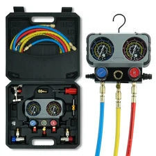 3 Way AC Gauge Set，HVAC Gauges for R134a R410a R12 R22 R502 Refrigerant，Refri...