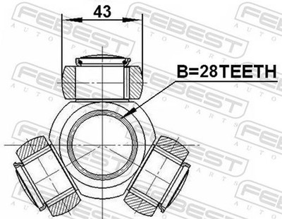 Für FEBEST 2116-CA220 TRIPOD JOINT 28X43.1
