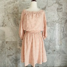 ASTR The Label Pink Embroidered Off the Shoulder Mini Dress M