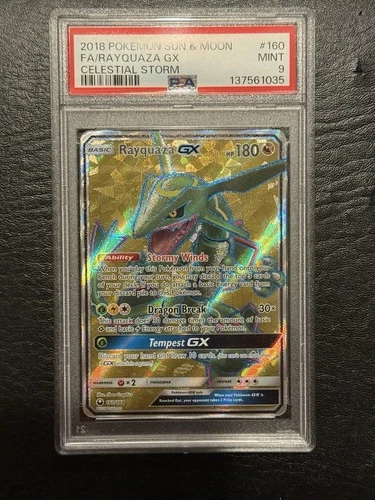 Rayquaza GX 160/168 Full Art Holo PSA 9 - Pokémon TCG 2018 Celestial Storm