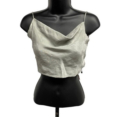 Zara backless sexy top string ties handkerchief blouse size small gray NEW