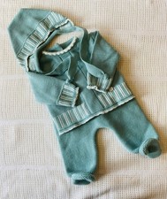 New Born Baby Knitted Set In Mint Green And White