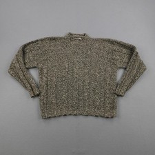 Vintage J CREW Sweater Mens Large Brown Cable Knit Roll Neck Oarsman Pullover