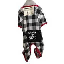 Naughty or Nice Christmas Dog Pet Pajamas M Black White Plaid Vibrant Life New