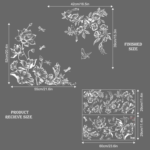 White Lotus Flower Window Clings Spring Summer Floral Birds Window Decals Ant... - Picture 5 of 5