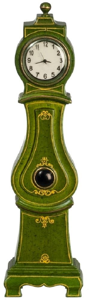 Dolls House Green Antique Mora Working Clock JBM Miniature Hall Furniture 1:12
