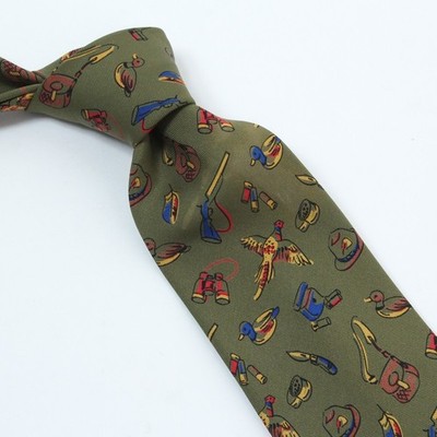 Polo Ralph Lauren RARE Vintage Hunting Tie Silk Italy Duck Shotgun Binoculars