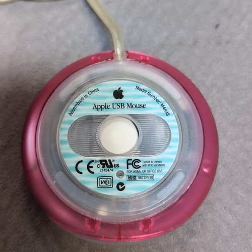 Apple MAC M4848 Souris USB à clapet rétro style rondelle hockey rose RARE COULEUR !!! - Photo 2/3