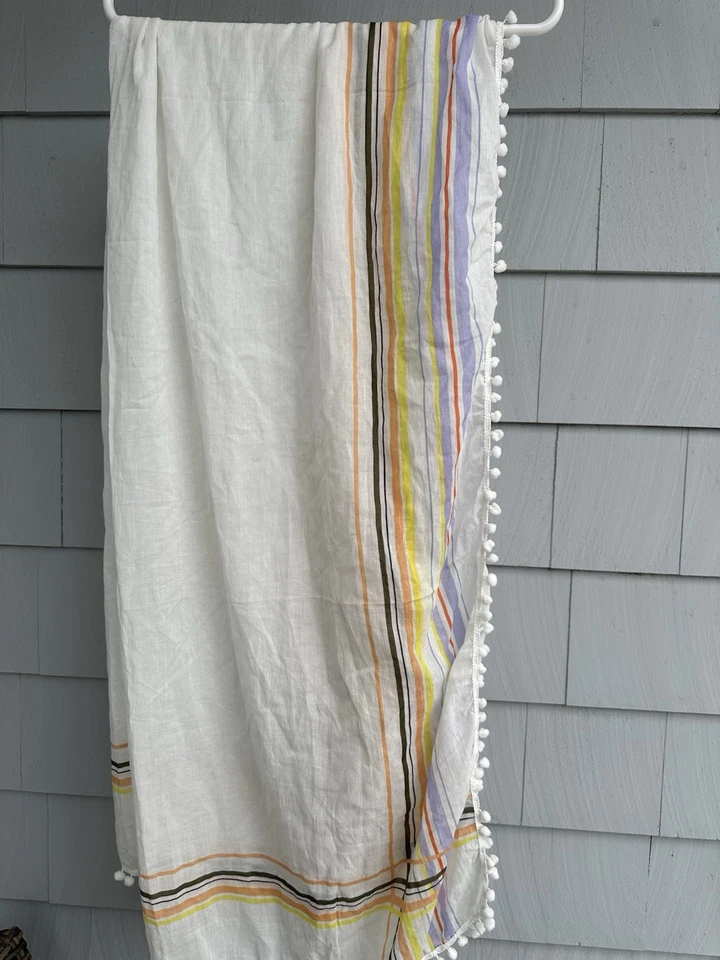 Envoltura de pareo prAna Stefany - Borde de pompón a rayas múltiples - Encubrimiento 100 % algodón Foto 3 de 3