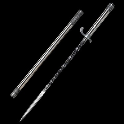 Four Sided Chinese Mace Manganese Steel Zinc Alloy Fittings Collectible Sword