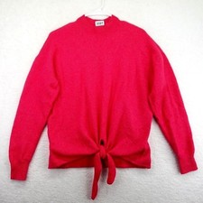 Loft Sweater Womens Medium Mock Neck Dark Pink Front Waist Tie