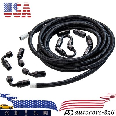 -6AN AN-6 AN6 Fitting 11MM Steel Nylon Braided Fuel Oil Hose Line 5 Metre Kit