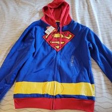 Bioworld Superman Men's Costume Hoodie Jacket Zipper Size LARGE UNUSED NO TAGS