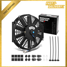 12 Inch Electric Cooling Radiator Fan High Performance Slim With Mount Kit Black
