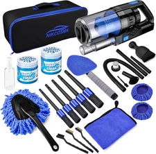 17Pcs Car Detailing Kit: includes Vacuum, Detailing Brushes, Windshield Tool