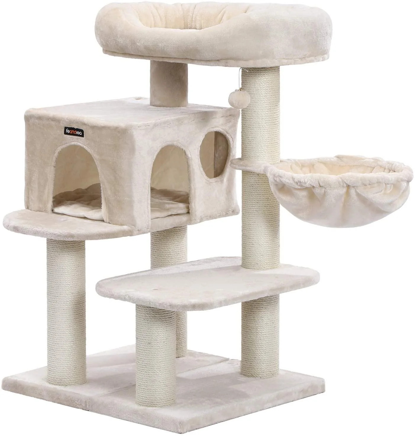 Arbre à chat aux troncs épais en sisal et plateforme de guet pour gros chat