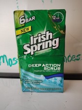 Irish Spring Deep Action Scrub Soap 6 Bars Exfoliates Soap Celtic Rock Salt