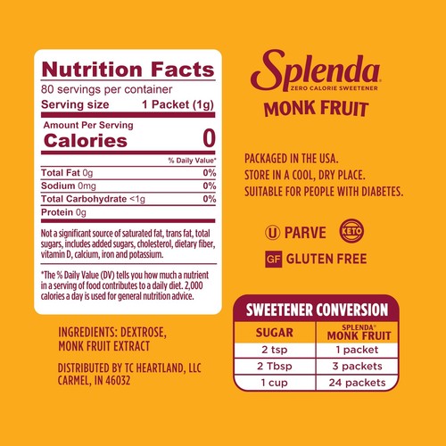 Splenda Monk Fruit kalorienfreier Süßstoffersatz auf pflanzlicher Basis, Keto - Bild 5 von 7