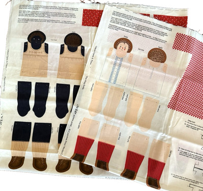Vintage Once Upon a Time Cut and Sew Rag Dolls Boys & Girls Lot of 2 Panels