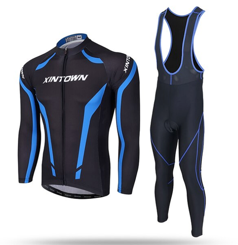 XINTOWN Men's Cycling Jersey with Bib Tights Long Sleeve, Thermal, - Picture 2 of 11