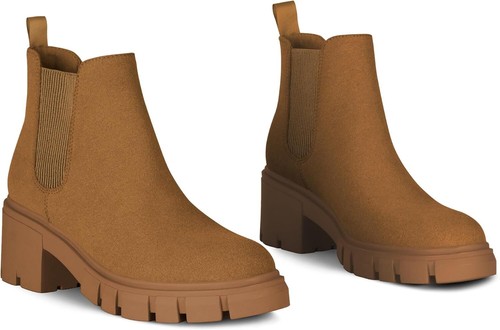 Athlefit Women's Chelsea Boots Fashion Lug Sole Chunky Heel Slip on Elastic US - Picture 59 of 66