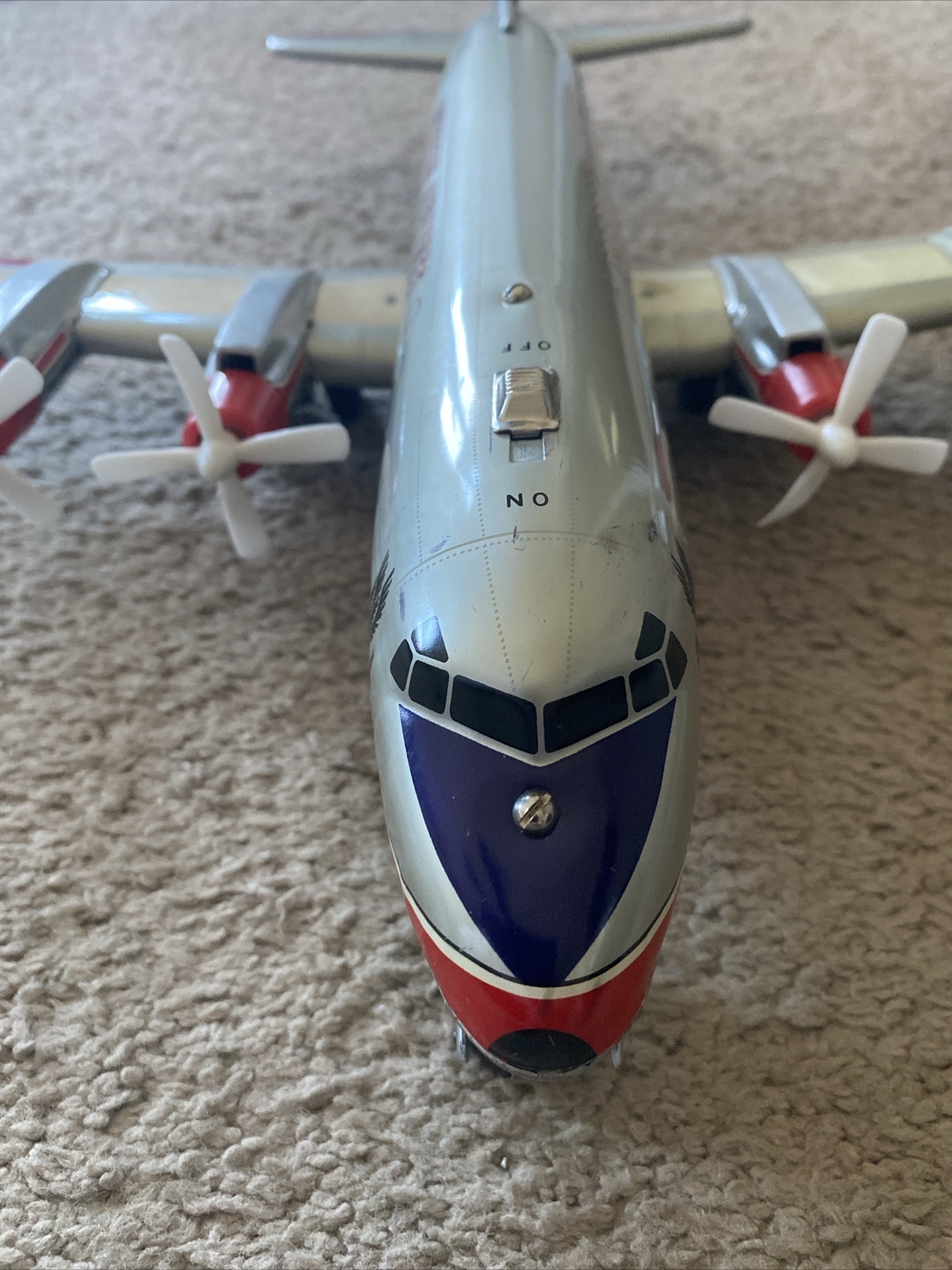 1950's LINEMAR Large AMERICAN AIRLINES Battery Op Metal Toy Airplane With Box eBay