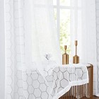 Lace Curtains White for Bedroom 84 inch Classic Geometric 55"x84" Snow White