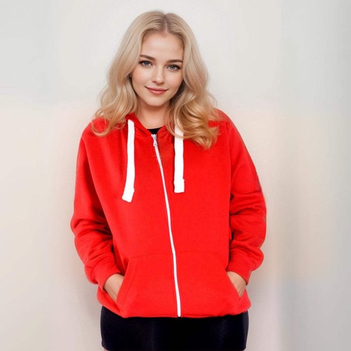 ROCKTHOSECURVES LADIES WOMENS PLAIN ZIP UP HOODIE PLUS SIZE JACKET - Picture 29 of 70