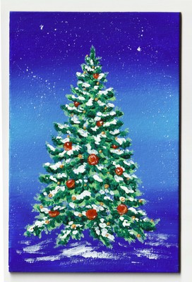 Christmas tree Painting Original Acrylic Art New Year Small Nature art 12 by  12"  eBay