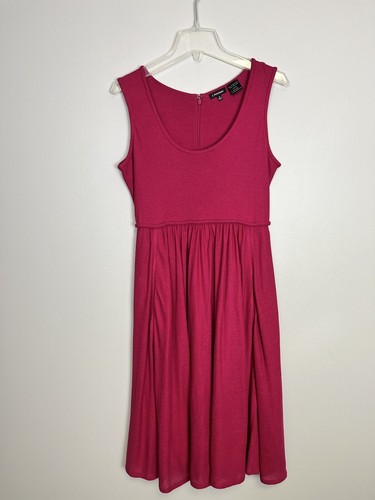 J. Peterman Pink Silk Hemp Blend MIDI Dress Scoop Neck Natural Size 6