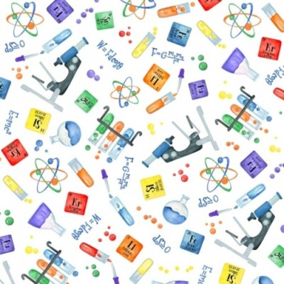 Wilmington School is Cool by Nancy Mink 33875 168 White Science Toss  Cotton