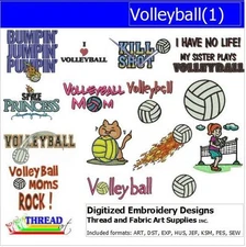 Embroidery Design Set - Volleyball(1) - 15 Designs - 9 Formats - USB Stick