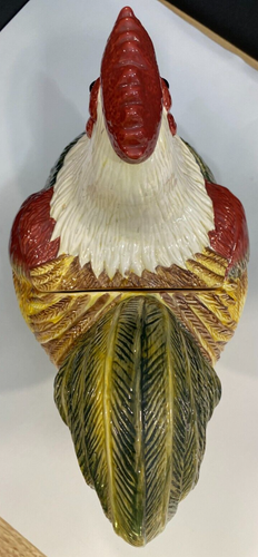 SAKURA by ONEIDA 12.5" Farmhouse Rooster Ceramic COOKIE JAR David Carter Brown - Picture 5 of 9