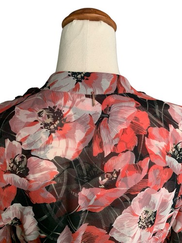 Misa Los Angeles Dress Size S Long Sleeve Ruffle Chiffon Floral Made in USA VGC - Picture 11 of 17